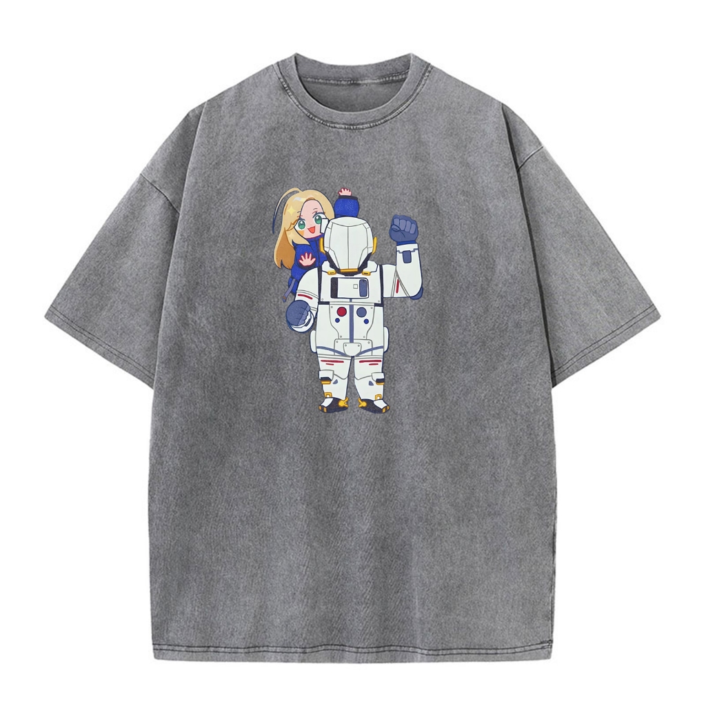 Vintage Pragmata 2026 Chipi Fan Art Nam Cổ Tròn Cotton Giặt In Áo Thun Top