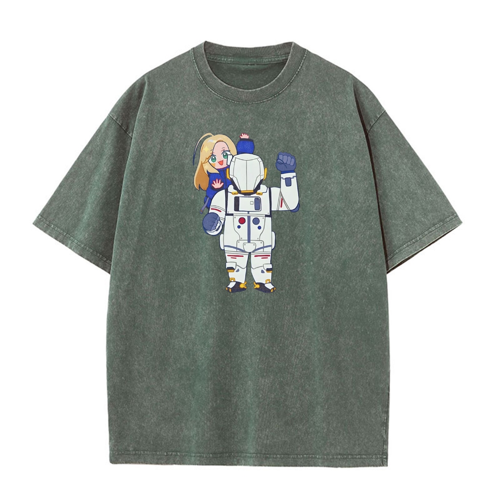 Vintage Pragmata 2026 Chipi Fan Art Nam Cổ Tròn Cotton Giặt In Áo Thun Top
