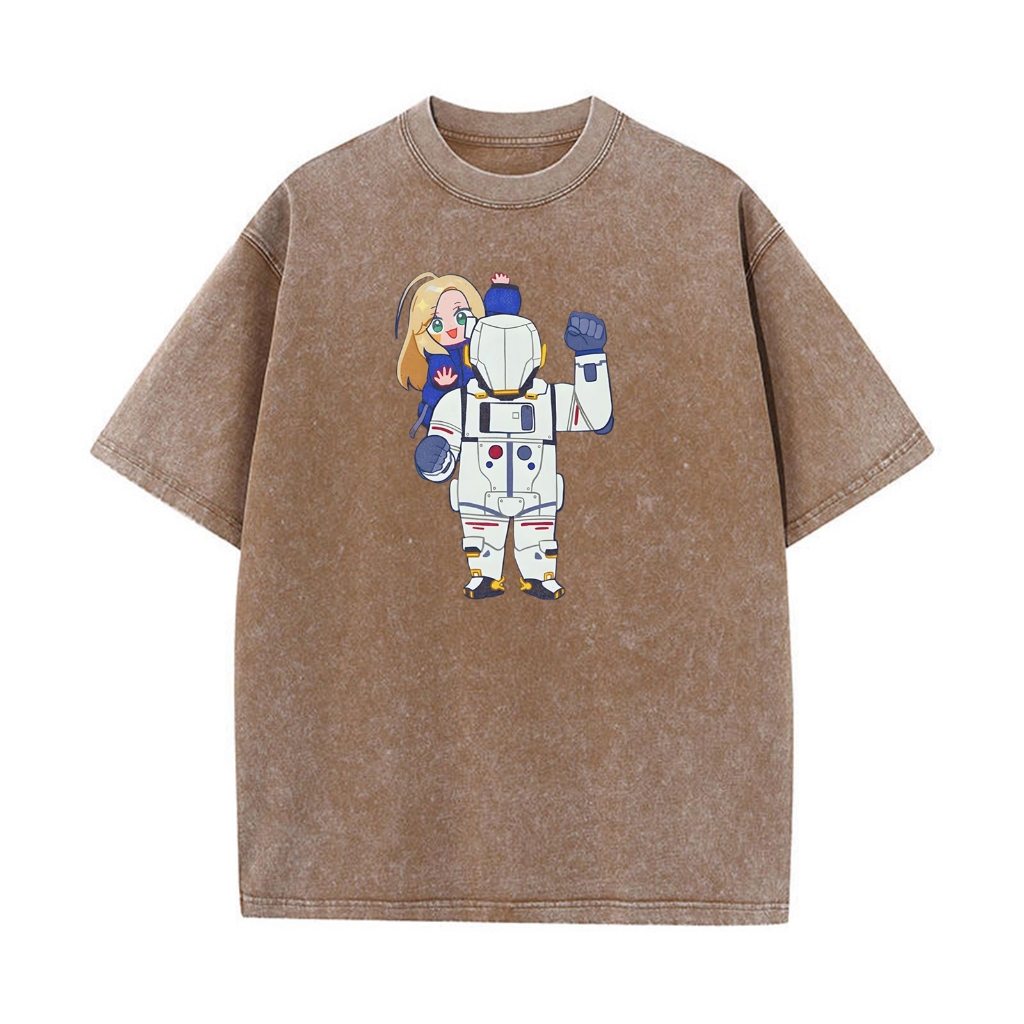 Vintage Pragmata 2026 Chipi Fan Art Nam Cổ Tròn Cotton Giặt In Áo Thun Top