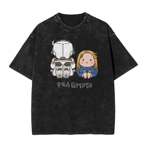 Pragmata Hugh và Diana đã giặt Hipster mùa hè Y2K Áo thun nam in hình cotton nguyên chất
