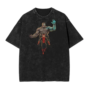Conquest Vs Oliver Invincible Nam Thời Trang Retro Đường Phố Rửa Nguyên Chất Cotton In Thiết Kế Áo Thun