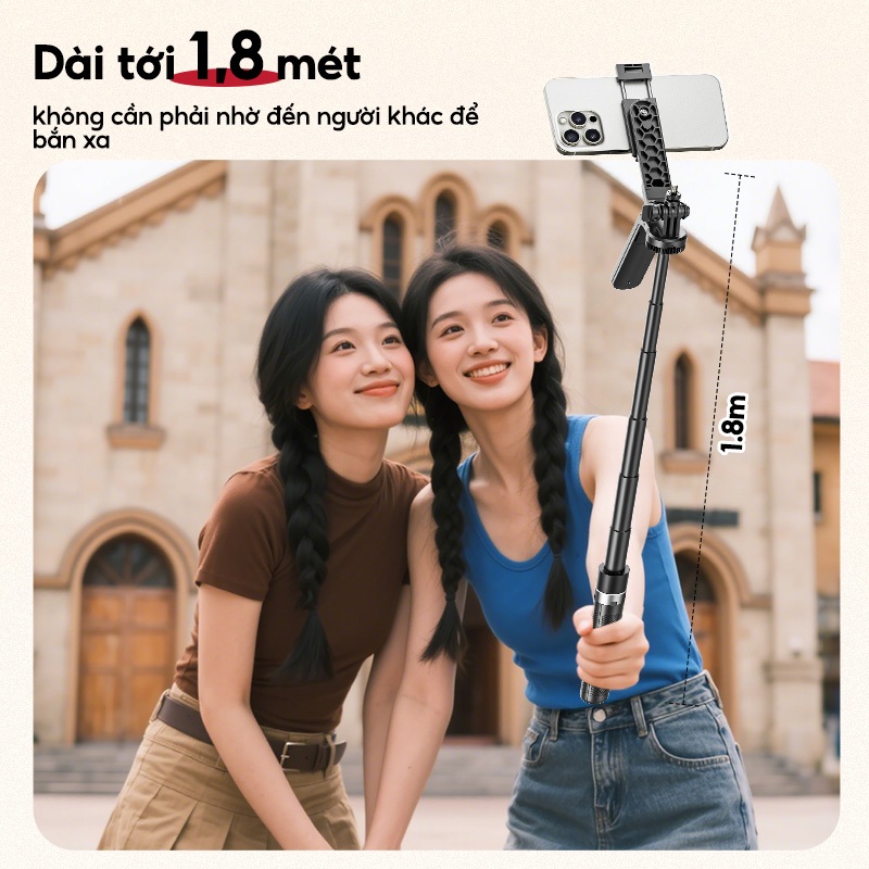 【Xoay 360°】SOARFLY Chân Máy Bluetooth Kèm Đèn LED Và Điều Khiển Từ Xa, Giá Đỡ Điện Thoại Có Thể Thu Gọn Cho Livestream, Vlog Và Du Lịch