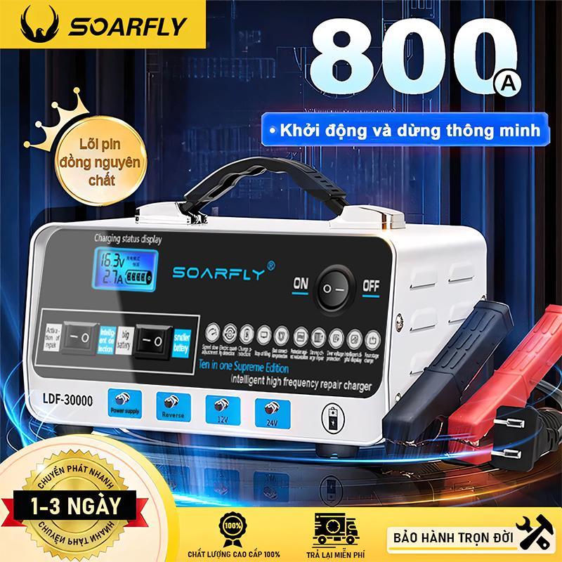 SOARFLY【800A Nâng Cấp】Sạc Bình Ắc Quy Ô Tô Xe Máy 12V 24V, Bộ Sạc Nhanh Ắc Quy Chính Hãng Cho Ô Tô, Xe Máy, Phụ Kiện Bình Ắc Quy Sạc Bình