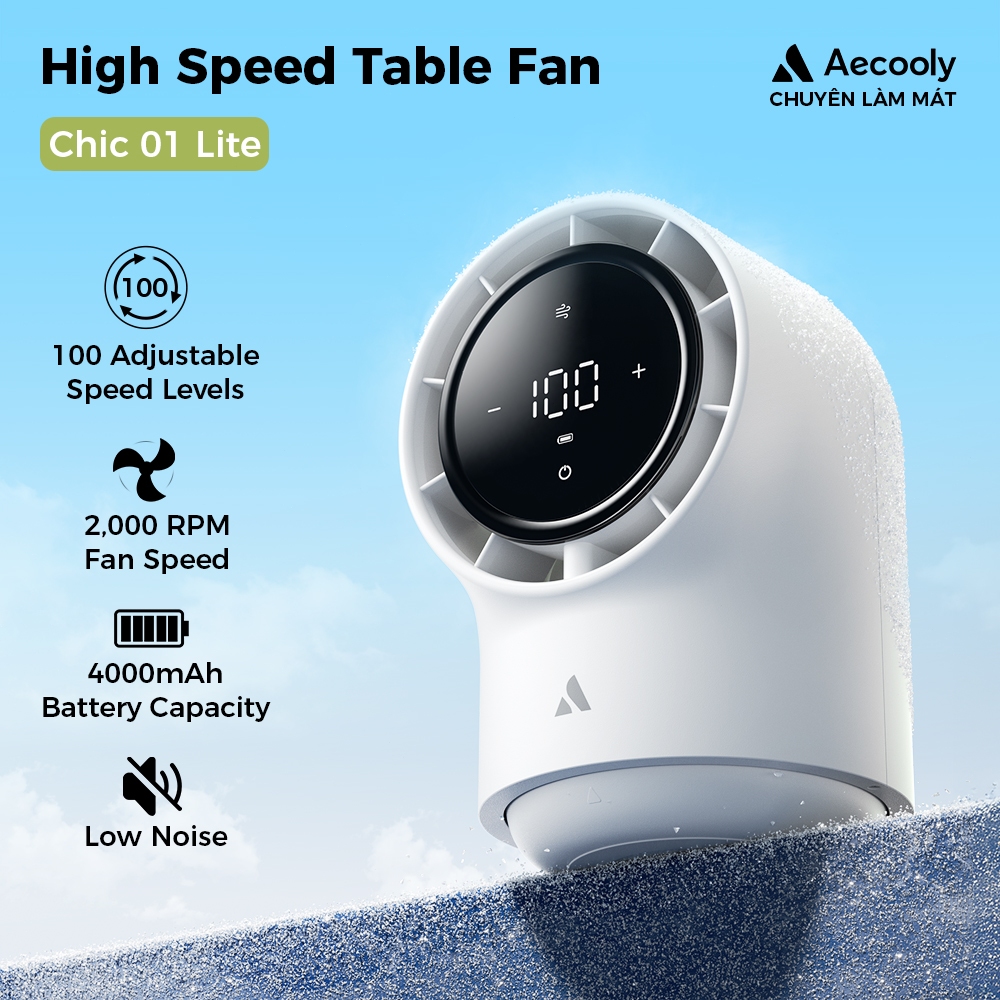 Aecooly Chic 01 Lite quạt turbo Table Fan 100 Speeds Quạt mini Màn Hình led sạc vỏ bảo vệ LED Màn Hình quạt mini cầm tay
