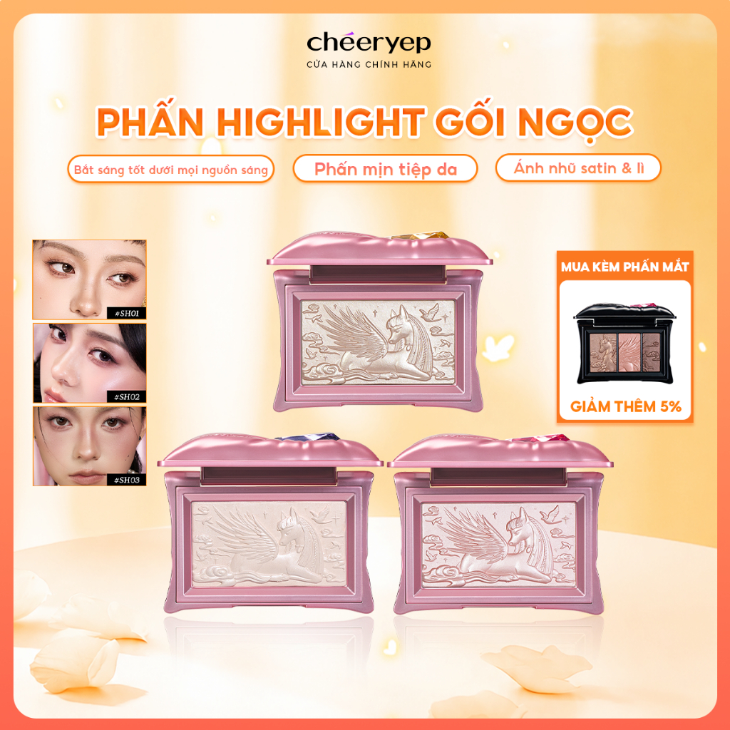 [NEW] Phấn Bắt Sáng Highlight CHÉERYEP Chạm Khắc Hiệu Ứng Lì Và Nhũ Căng Bóng Sáng Da Pillow Gem