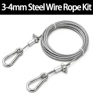 Bộ dây thép không gỉ 3mm 4mm có lớp phủ PVC và kẹp cáp Khóa lò xo cho dây phơi quần áo Dây xích chó Tấm che nắng Lều