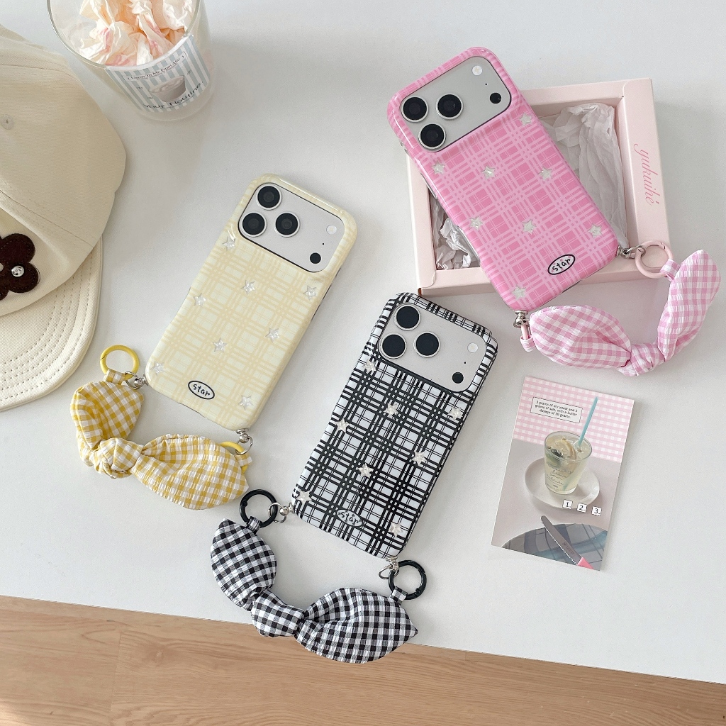 IPhone 17 Pro Max Checkerboard họa tiết ngôi sao TPU chất liệu IMD vỏ điện thoại