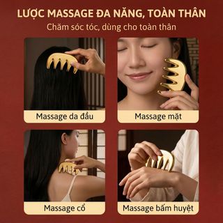 Tất Cả Đồng Tha Sha Ban Chính Hãng Nguyên Chất Đầu Đồng Thau Chuyên Dụng Cổ Da Đầu Massage Ngực Lược Kinh Tuyến