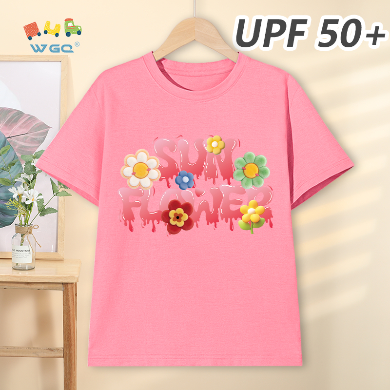 W.G.Q Áo thun bé gái，phong cách mới mùa hè có chức năng chống nắng UPF50 +，mát mẻ thoải mái，thoáng khí thấm mồ hôi