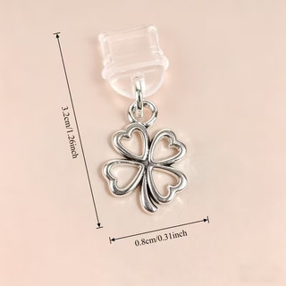 Điện thoại di động Cắm chống bụi diy Bạc rỗng Clover Mặt dây chuyền Trang trí điện thoại di động