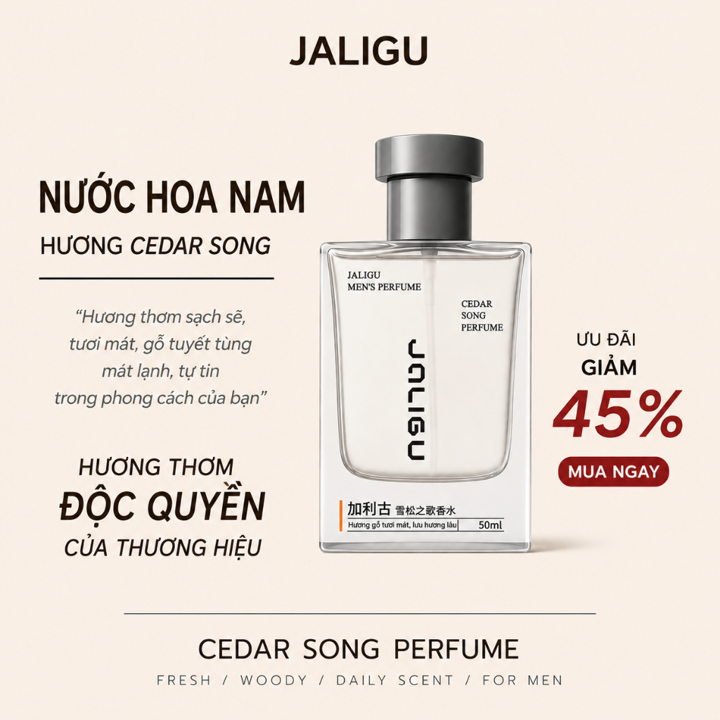 【JALIGU】NƯỚC HOA NAM CEDAR SONG WOODY FLORAL SCENTED BIIRTHDAY QUÀ TẶNG CHO BÉ BẠN BÉ 50ML
