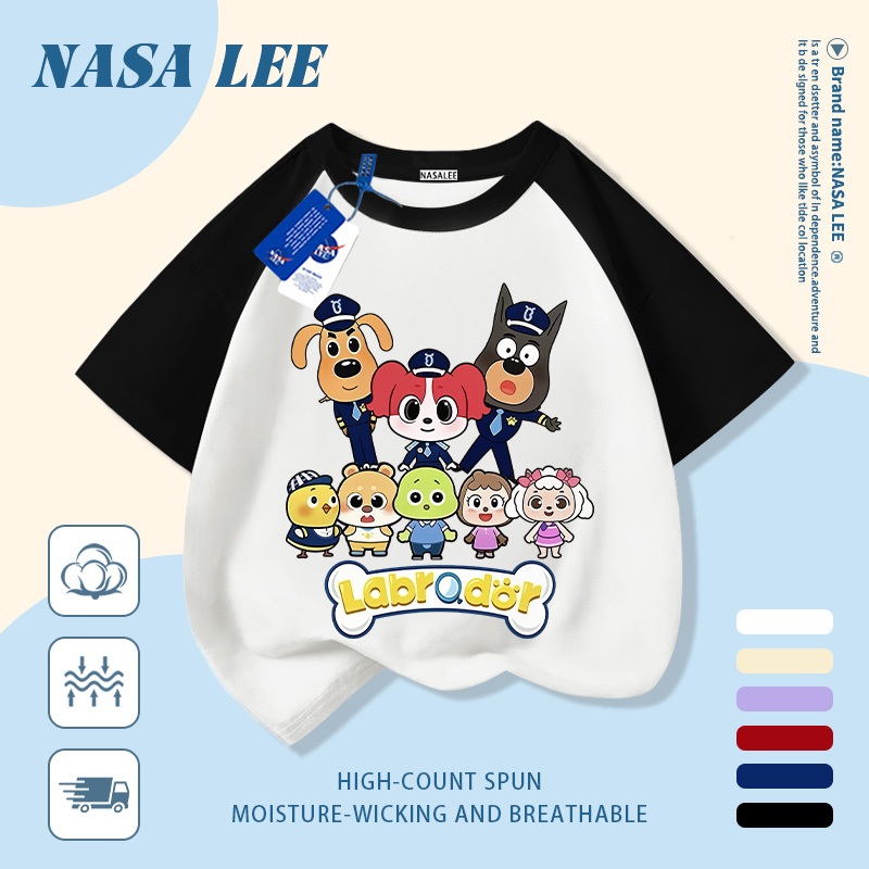 [Giao hàng trong ngày] Áo thun Cotton trắng nguyên chất thoáng khí cho trẻ em NASA Phim hoạt hình xu hướng động vật dễ thương In hình xu hướng 3-16 tuổi Bé trai bé gái tay ngắn thông thường