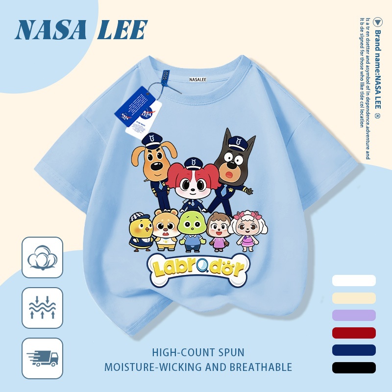 [Giao hàng trong ngày] Áo thun Cotton trắng nguyên chất thoáng khí cho trẻ em NASA Phim hoạt hình xu hướng động vật dễ thương In hình xu hướng 3-16 tuổi Bé trai bé gái tay ngắn thông thường
