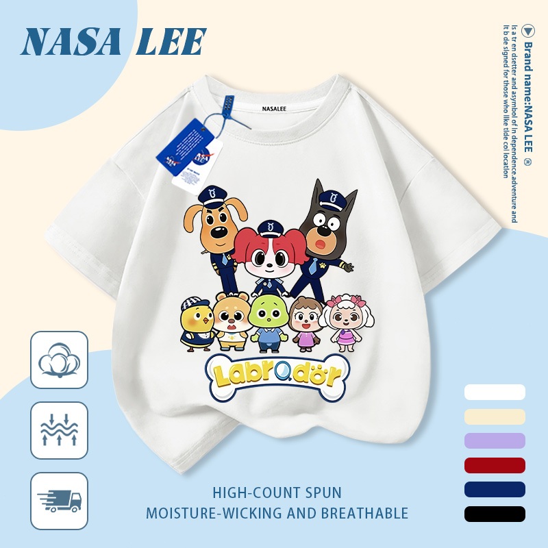 [Giao hàng trong ngày] Áo thun Cotton trắng nguyên chất thoáng khí cho trẻ em NASA Phim hoạt hình xu hướng động vật dễ thương In hình xu hướng 3-16 tuổi Bé trai bé gái tay ngắn thông thường