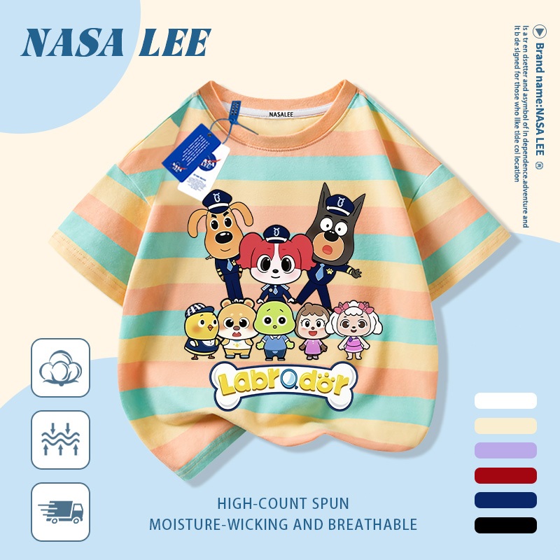 [Giao hàng trong ngày] Áo thun Cotton trắng nguyên chất thoáng khí cho trẻ em NASA Phim hoạt hình xu hướng động vật dễ thương In hình xu hướng 3-16 tuổi Bé trai bé gái tay ngắn thông thường
