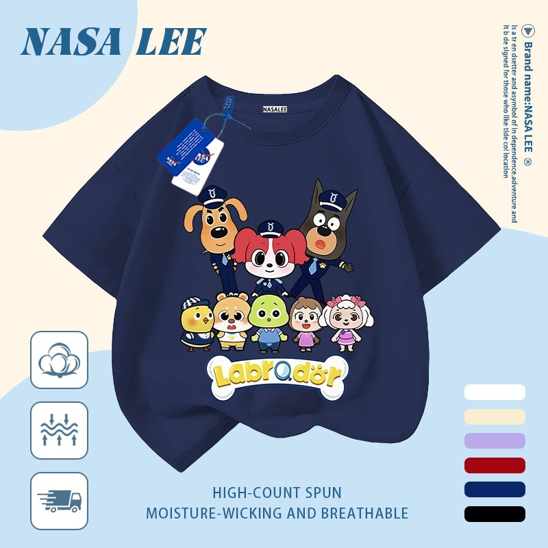 [Giao hàng trong ngày] Áo thun Cotton trắng nguyên chất thoáng khí cho trẻ em NASA Phim hoạt hình xu hướng động vật dễ thương In hình xu hướng 3-16 tuổi Bé trai bé gái tay ngắn thông thường