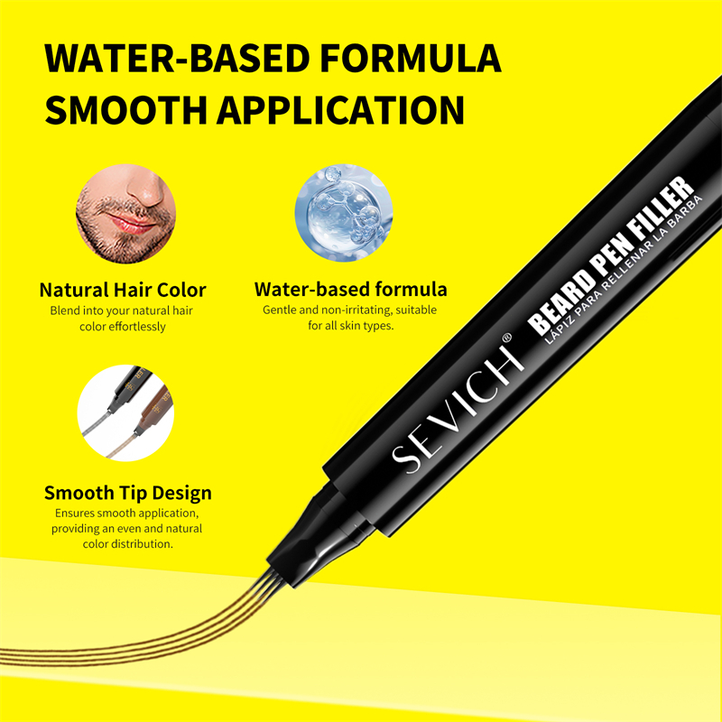 SEVICH Bút râu không thấm nước Beard Filler Pencil Giải pháp làm đầy râu tự nhiên tức thì Màu đen