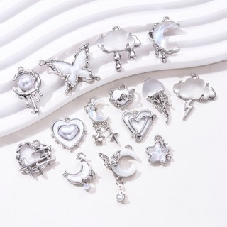5 Chiếc Y2K Ngọt Ngào Mát Ins Phong Cách Trắng Loại Nơ Tình Yêu Mặt Dây Chuyền Vòng Cổ DIY Handmade Đính Hạt Vòng Tay Bông Tai Phụ Kiện Chất Liệu