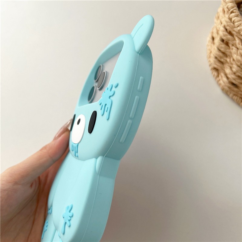 IPhone 17 Pro Max Blue bear pattern Silicone gel chất liệu điện thoại