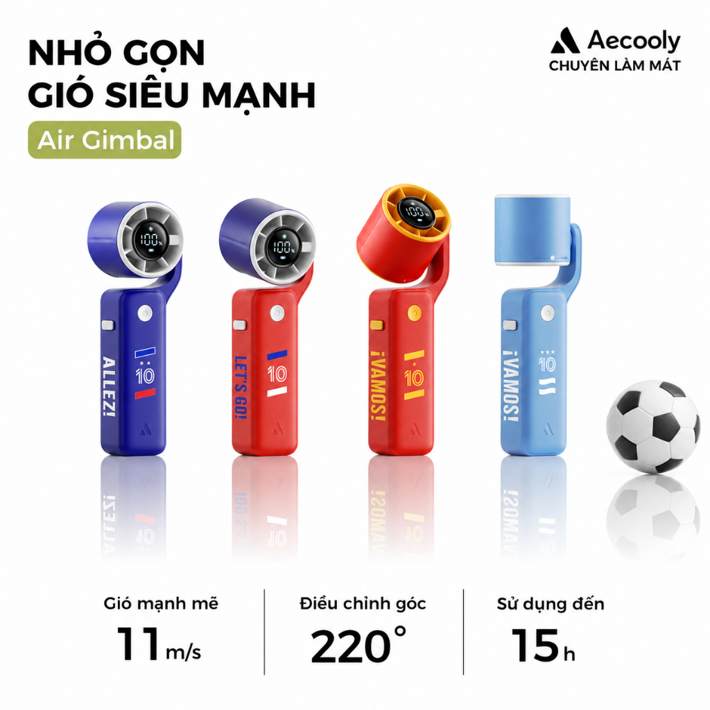 Quạt cầm tay cầm tay Aecooly AirGimbal Quạt ống khí Turbo mạnh mẽ, Tốc độ cao 15000 vòng / phút, Thời gian làm mát tối đa 17 giờ, Thiết kế bỏ túi Mini 5 tốc độ