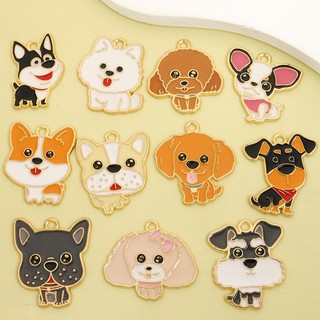 10 chiếc Charm hợp kim dầu nhỏ giọt cho thú cưng dễ thương - Chihuahua / Husky / Corgi / Poodle, Móc khóa vòng cổ Mặt dây chuyền động vật hoạt hình DIY - Thẻ chó / Trang trí cổ áo