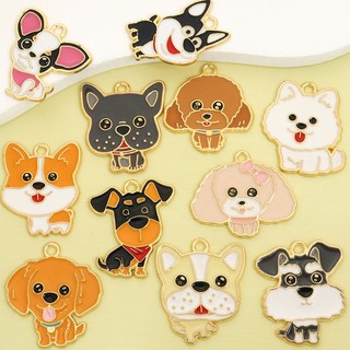 10 chiếc Charm hợp kim dầu nhỏ giọt cho thú cưng dễ thương - Chihuahua / Husky / Corgi / Poodle, Móc khóa vòng cổ Mặt dây chuyền động vật hoạt hình DIY - Thẻ chó / Trang trí cổ áo