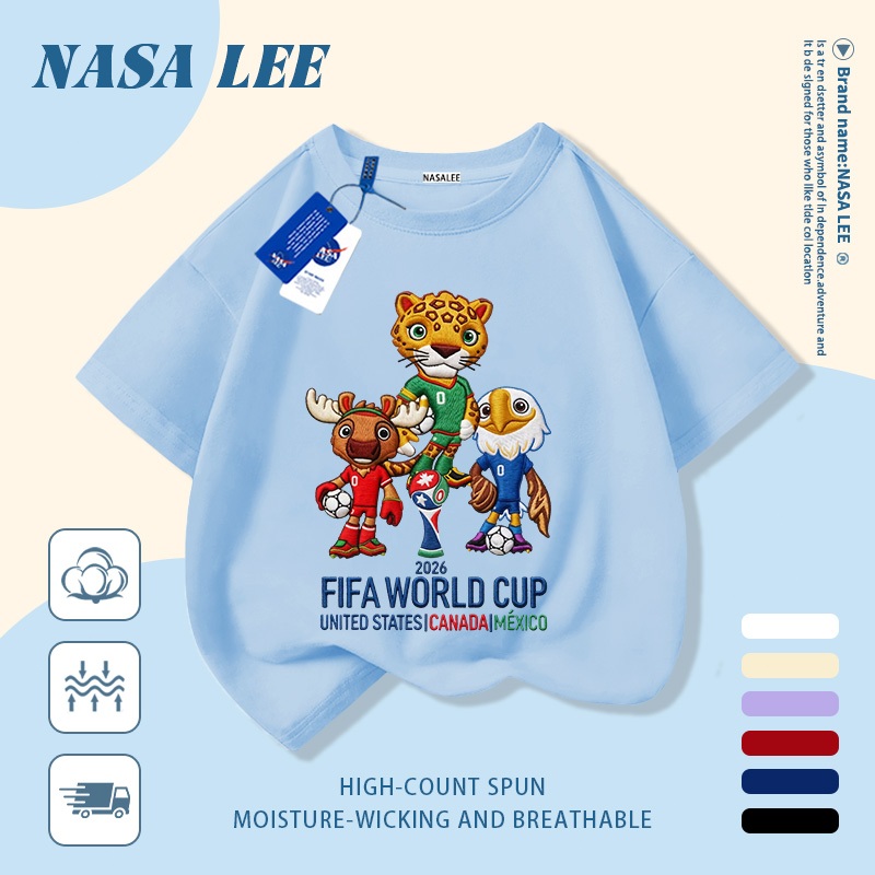 [Giao hàng trong ngày] Áo thun Cotton nguyên chất màu trắng cho trẻ em NASA Áo thun Cotton thoáng khí hoạt hình xu hướng động vật in hình 3-16 tuổi bé trai bé gái tay ngắn thông thường