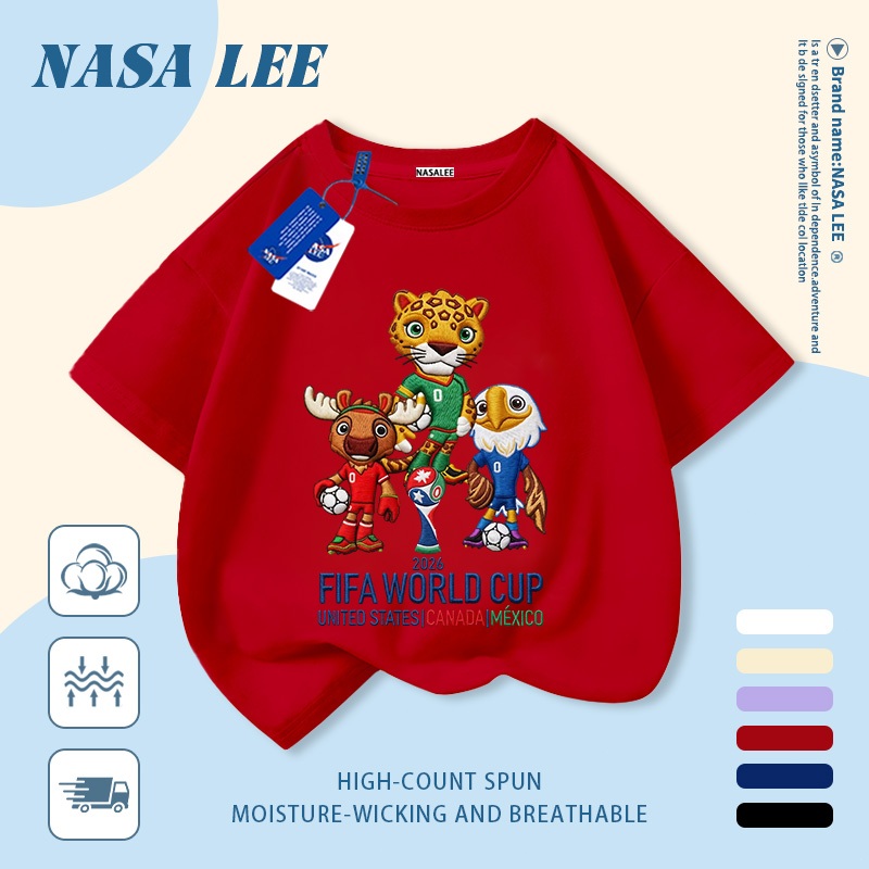 [Giao hàng trong ngày] Áo thun Cotton nguyên chất màu trắng cho trẻ em NASA Áo thun Cotton thoáng khí hoạt hình xu hướng động vật in hình 3-16 tuổi bé trai bé gái tay ngắn thông thường