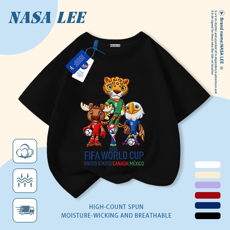 [Giao hàng trong ngày] Áo thun Cotton nguyên chất màu trắng cho trẻ em NASA Áo thun Cotton thoáng khí hoạt hình xu hướng động vật in hình 3-16 tuổi bé trai bé gái tay ngắn thông thường