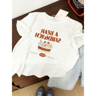 2026 Mới Cổ Tròn 100% cotton Lười Rời Hoạt Hình In Hình Áo Thun Nữ Tay Ngắn