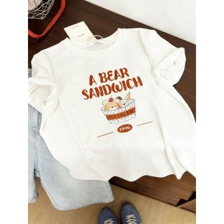 2026 Mới Cổ Tròn 100% cotton Lười Rời Hoạt Hình In Hình Áo Thun Nữ Tay Ngắn