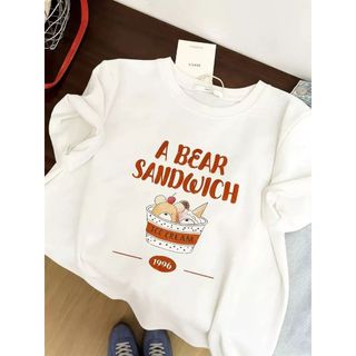 2026 Mới Cổ Tròn 100% cotton Lười Rời Hoạt Hình In Hình Áo Thun Nữ Tay Ngắn