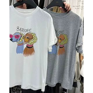 2026 Mới Áo Thun Nữ Tay Ngắn Cổ Tròn Cotton In Họa Tiết Hoạt Hình