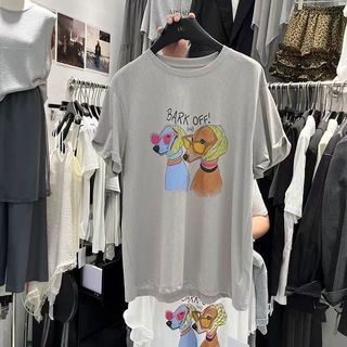 2026 Mới Áo Thun Nữ Tay Ngắn Cổ Tròn Cotton In Họa Tiết Hoạt Hình