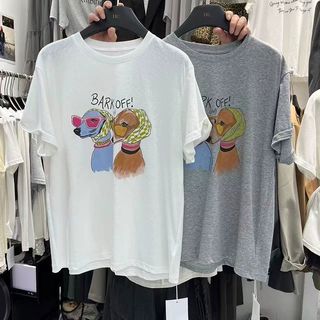 2026 Mới Áo Thun Nữ Tay Ngắn Cổ Tròn Cotton In Họa Tiết Hoạt Hình