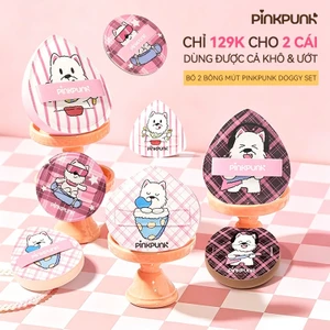 Bông Mút Trang Điểm PinkPunk Cute Doggy Set Mềm Mại Đàn Hồi Cao Dễ Tán & Không Hút Nền Tặng Kèm Hộp Đựng