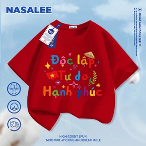 NASA National Spirit In hình trẻ em ngắn tay Cotton nguyên chất loại A cho bé trai bé gái mùa hè Áo thun mặc đường phố phong cách mới