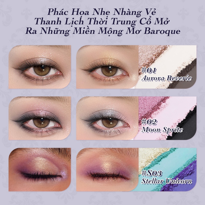 Bộ sưu tập Flower Knows Knight Unicorn Bảng trang điểm Satin 6 màu