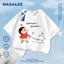NASA Shin-Chan Shin-Chan In Hình Trắng Trẻ Em Ngắn Tay Cotton Nguyên Chất Loại A Bé Trai Bé Gái Mùa Hè Phong Cách Mới Dạo Phố Áo Thun