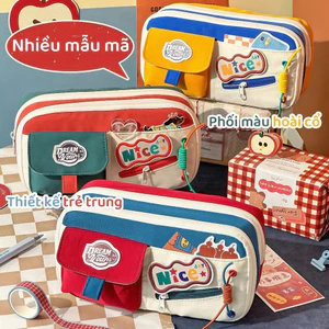Túi đựng bút chì phong cách cổ điển – Túi đựng nhiều ngăn, dung tích lớn của Mỹ