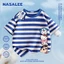 Áo thun Cotton nguyên chất ngắn tay phối hợp in hình chữ thập của NASA dành cho trẻ em loại A dành cho bé trai bé gái mùa hè Áo thun mặc đường phố phong cách mới