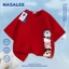 Áo thun Cotton nguyên chất ngắn tay phối hợp in hình chữ thập của NASA dành cho trẻ em loại A dành cho bé trai bé gái mùa hè Áo thun mặc đường phố phong cách mới