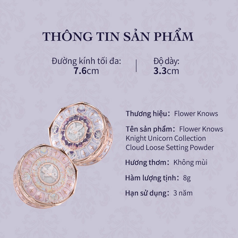 Flower Knows Knight Unicorn Collection Cloud Loose Setting Powder Làn da mộc sáng nhẹ, giữ trọn độ rạng rỡ mềm mại | BigBuy360 - bigbuy360.vn
