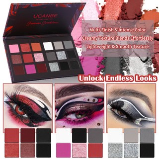 Bảng phấn mắt khói UCANBE 18 màu Goth – Đen, Đỏ, Xám, Bạc, Hồng, Burgundy – Mờ, lung linh, Kim loại – Halloween, Giáng sinh, Chú hề, Ma cà rồng, Joker, Trang phục SFX Makeu