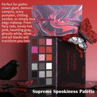 Bảng phấn mắt khói UCANBE 18 màu Goth – Đen, Đỏ, Xám, Bạc, Hồng, Burgundy – Mờ, lung linh, Kim loại – Halloween, Giáng sinh, Chú hề, Ma cà rồng, Joker, Trang phục SFX Makeu