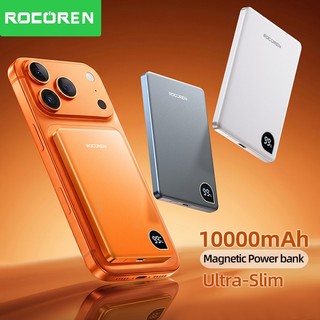 Rocoren Từ Tính Không Dây Power Bank 10000mAh Màn Hình Kỹ Thuật Số Powerbank 5000mAh Siêu Mỏng Di Động Sạc Pin Cho iPhone 17 16 Pro Max
