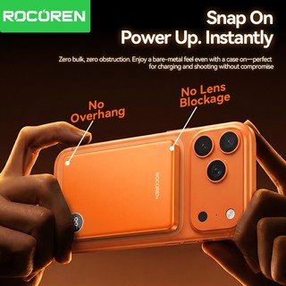 Rocoren Từ Tính Không Dây Power Bank 10000mAh Màn Hình Kỹ Thuật Số Powerbank 5000mAh Siêu Mỏng Di Động Sạc Pin Cho iPhone 17 16 Pro Max