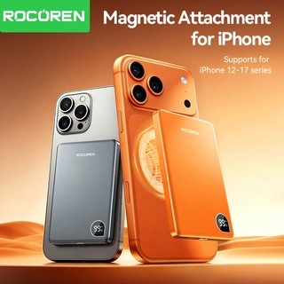 Rocoren Từ Tính Không Dây Power Bank 10000mAh Màn Hình Kỹ Thuật Số Powerbank 5000mAh Siêu Mỏng Di Động Sạc Pin Cho iPhone 17 16 Pro Max