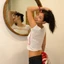 Cutenew Đa Năng In Chữ Áo Thun Rốn Lộn Tay Ngắn Nữ Mùa Hè Thời Trang Phong Cách Hàn Quốc