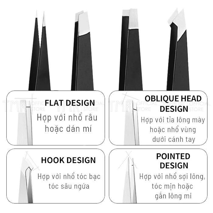 Bộ Nhíp Nghiêng Bằng Thép Không Gỉ , Nhíp Tẩy Lông Nhọn , Nhíp Nhổ Râu , Nhíp Nhổ Lông Mày - Lông Mi ,Nhíp Nhổ Tóc Bạc